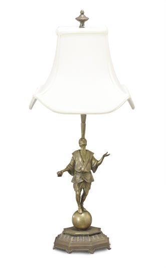 A CONTINENTAL BRONZE FIGURAL TABLE LAMP,