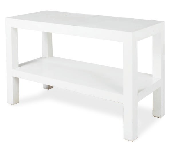 A WHITE-PAINTED SIDE TABLE,