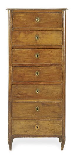 A FRENCH PROVINCIAL FRUITWOOD SEMAINIER,