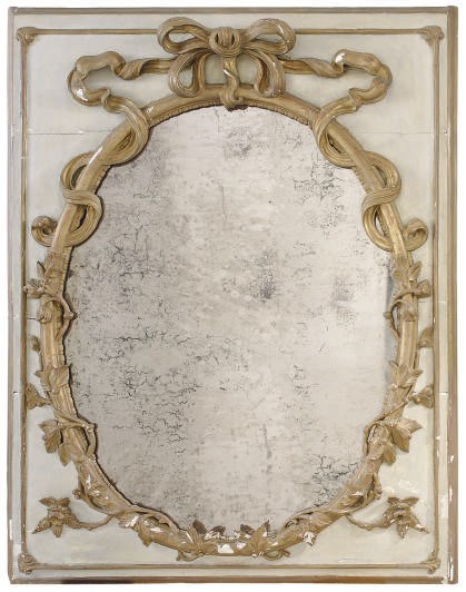 A PAIR OF PAINTED AND PARCEL-GILT MIRRORS,