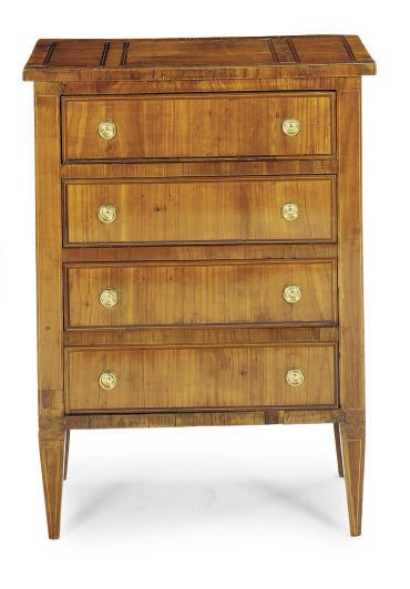 AN ITALIAN INLAID WALNUT AND FRUITWOOD CHEST,