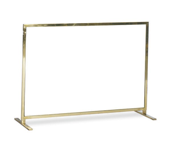 A BRASS AND GLASS FIRESCREEN,