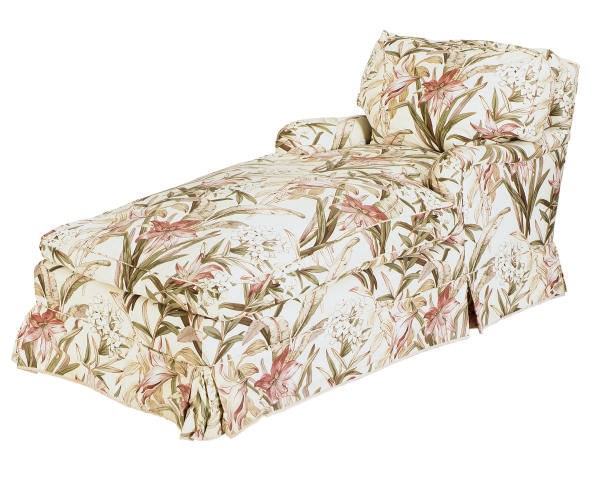 A FLORAL-UPHOLSTERED CHAISE-LONGUE,