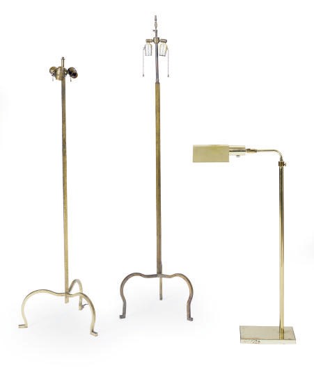 TWO GILT-METAL FLOOR LAMPS,