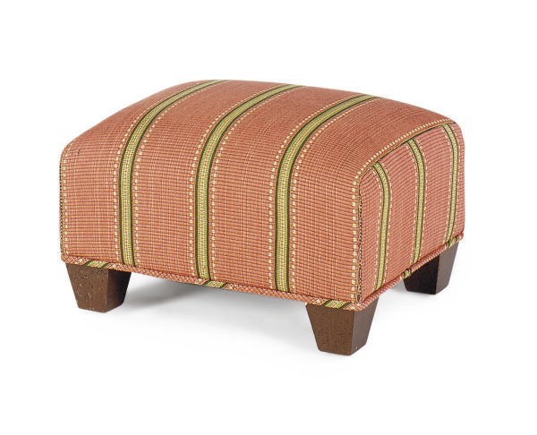 A STAINED WOOD AND UPHOLSTERED STOOL,