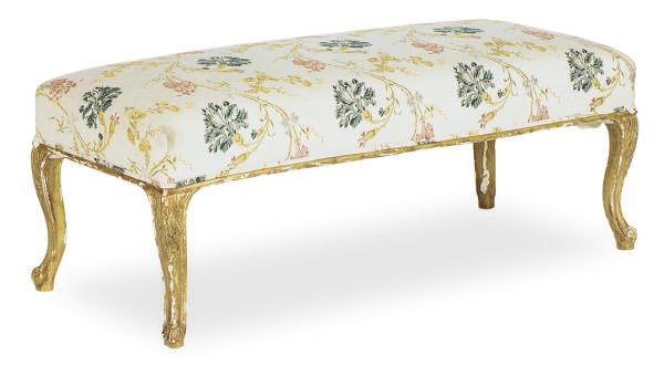 A FRENCH GILTWOOD BENCH,