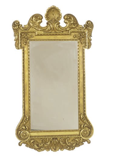 AN ENGLISH GILTWOOD MIRROR,