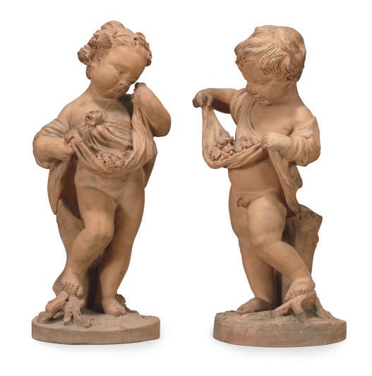 A PAIR OF TERRACOTTA FIGURES OF CHILDREN,