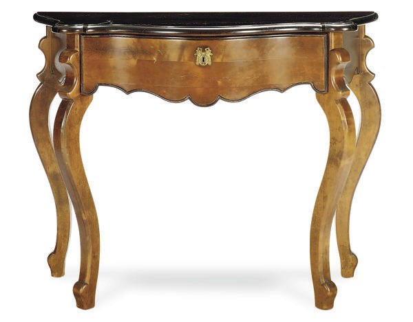 A FRUITWOOD SERPENTINE CONSOLE TABLE,