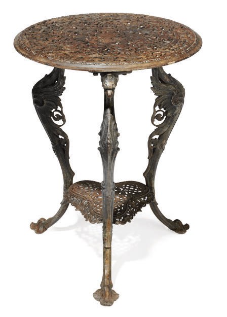 A LATE VICTORIAN CAST-IRON GARDEN TABLE