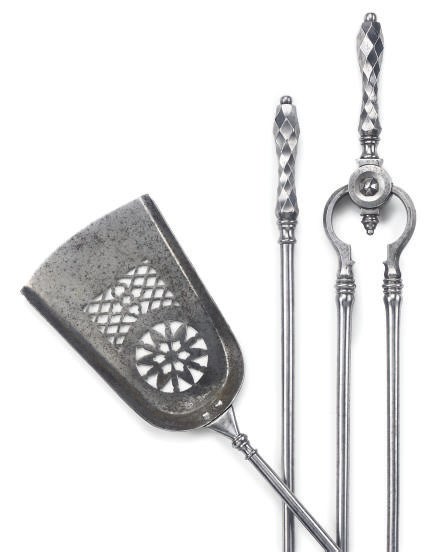 A SET OF THREE REGENCY STEEL FIRETOOLS