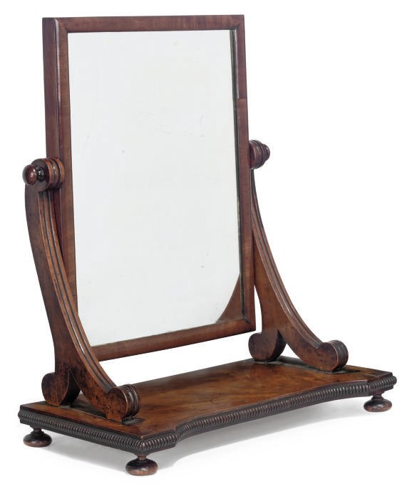 A GEORGE IV MAHOGANY DRESSING MIRROR