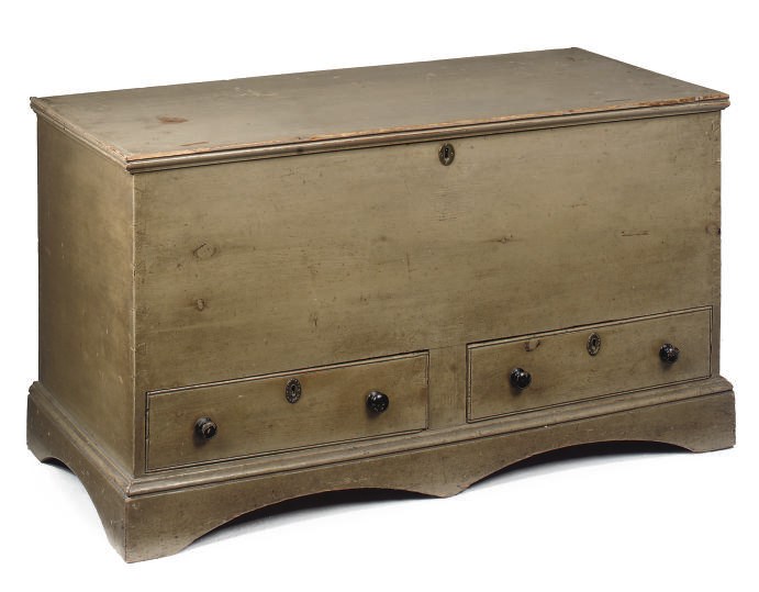 A GREY-PAINTED CHEST