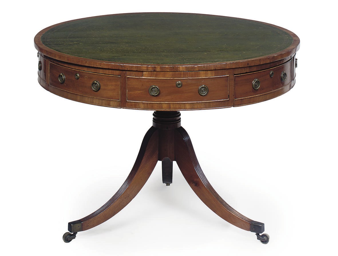 A GEORGE III MAHOGANY DRUM TABLE