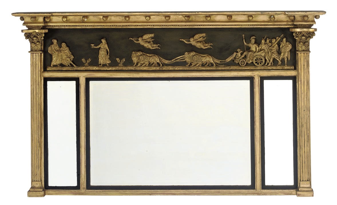 A WILLIAM IV GILTWOOD AND GESSO OVERMANTEL MIRROR