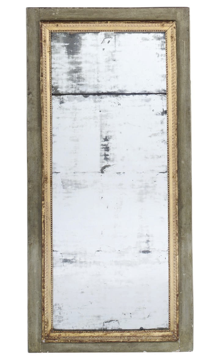 A CONTINENTAL PIER MIRROR WITH GREY PAINTED FRAME