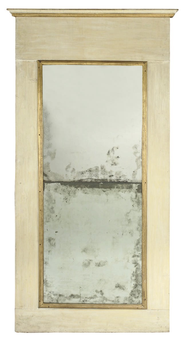 A LARGE PAIR OF CONTINENTAL CREAM PAINTED AND GILT PIER MIRRORS