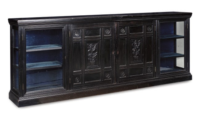 A MID VICTORIAN EBONISED AESTHETIC SIDE CABINET