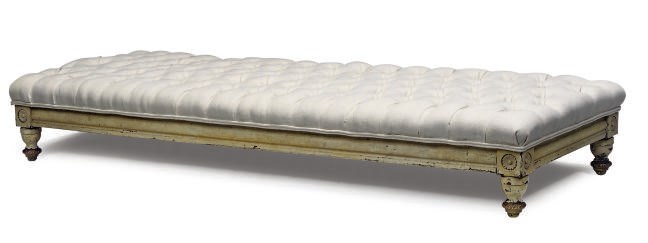 A CREAM PAINTED LONG STOOL