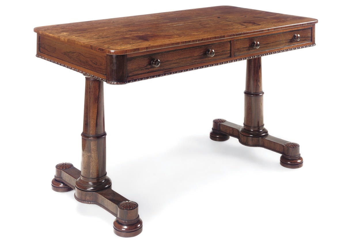 A REGENCY ROSEWOOD LIBRARY TABLE