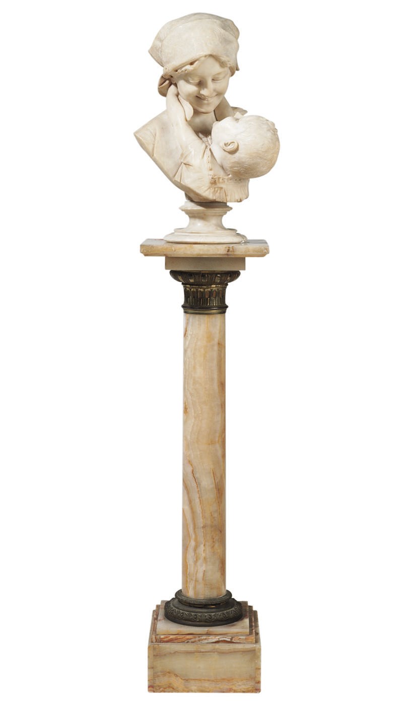 AN ITALIAN ALABASTER GROUP OF A MOTHER AND CHILD