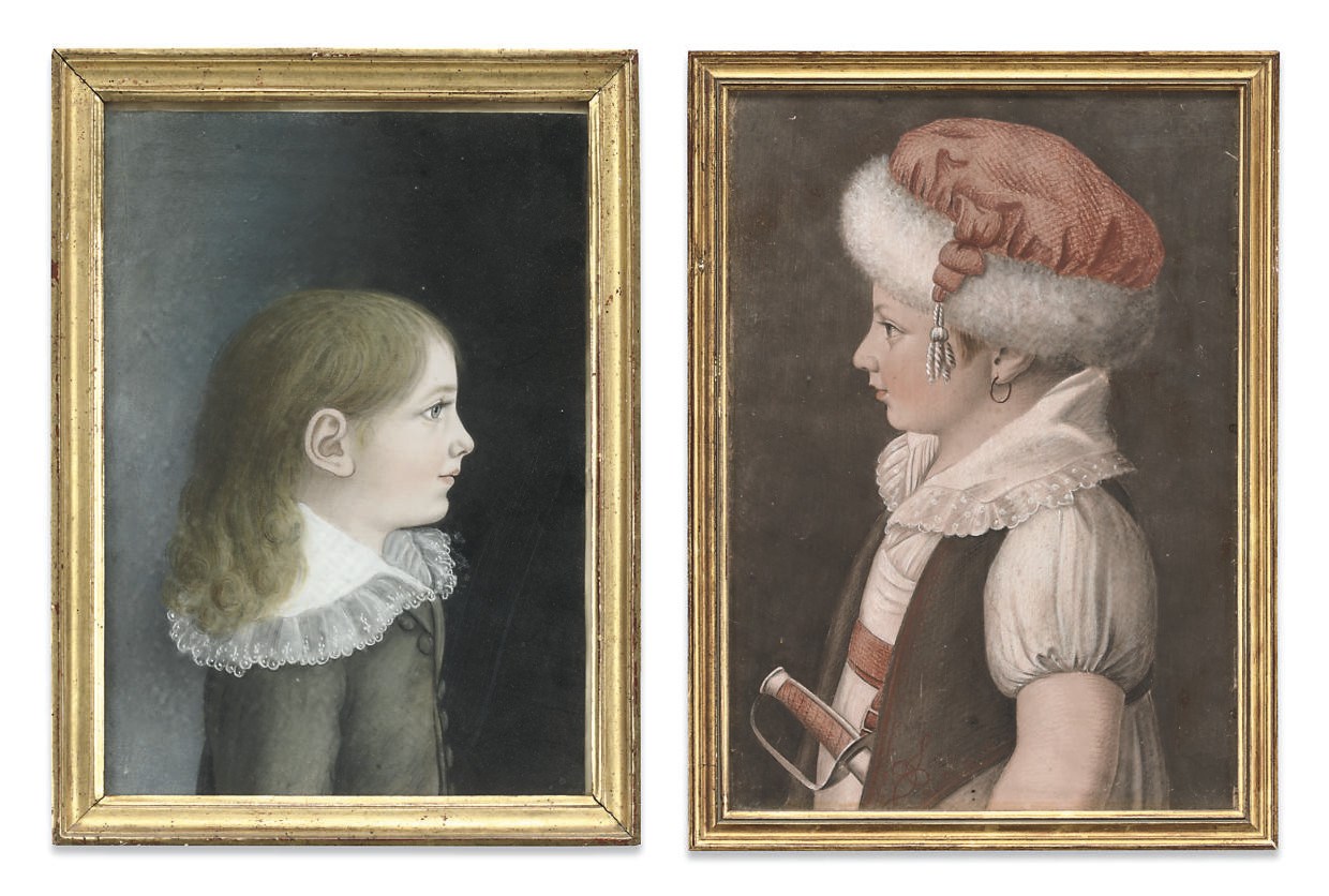 THIRTEEN SIMILAR FRENCH PASTEL PORTRAITS