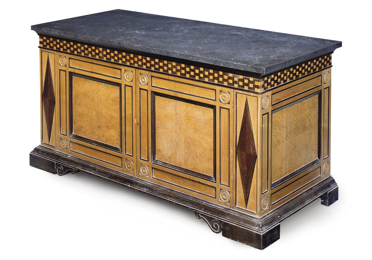 AN ITALIAN ROSEWOOD AND ASH SIDE CABINET