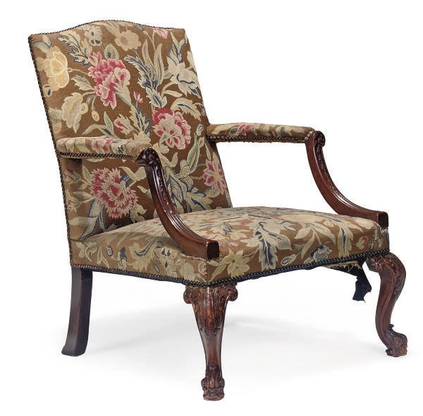 A MAHOGANY LIBRARY ARMCHAIR