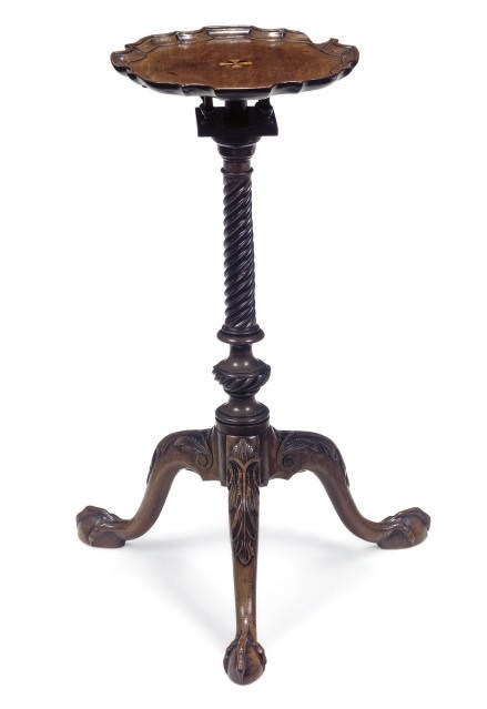 A MAHOGANY TRIPOD KETTLE STAND