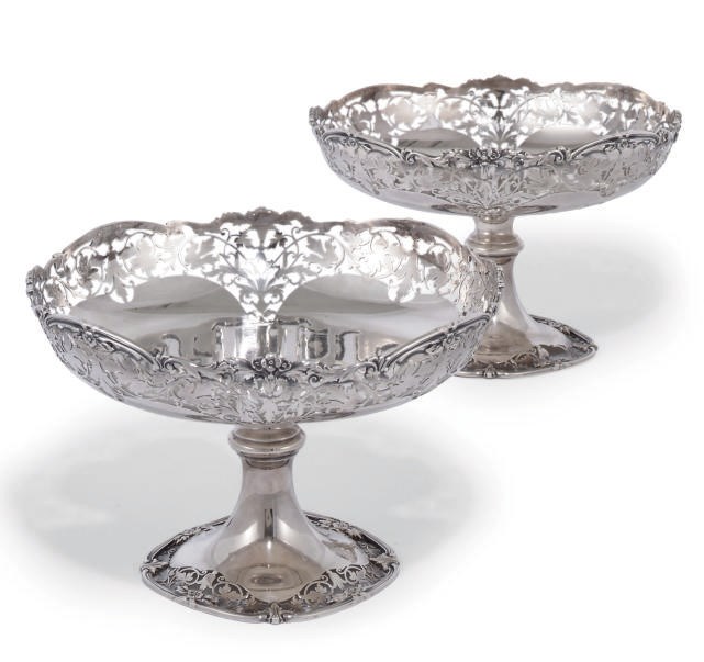 A MATCHED PAIR OF SILVER TAZZE
