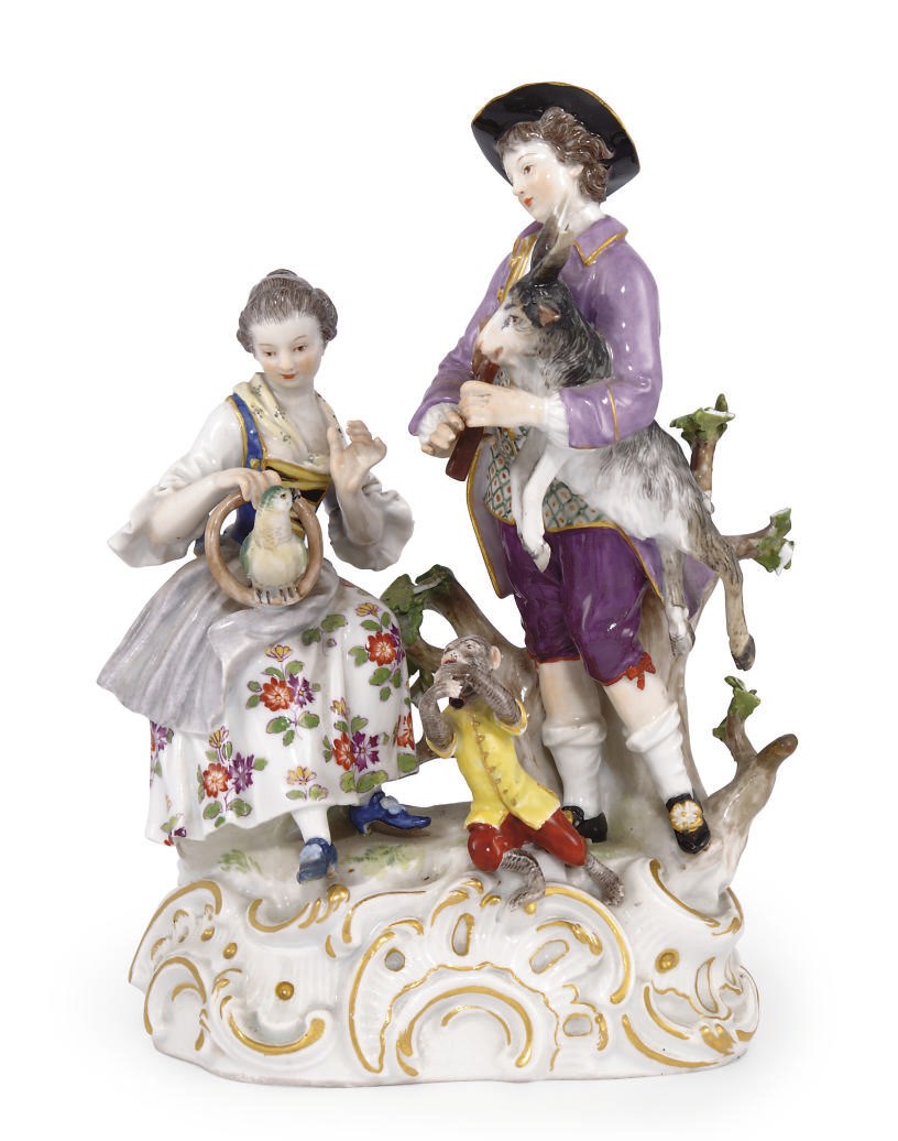 A MEISSEN GROUP OF A GALLANT AND COMPANION
