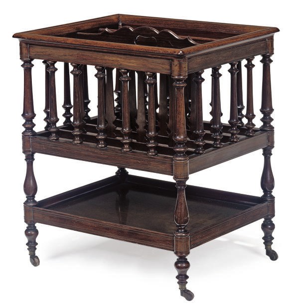 A FRENCH ROSEWOOD BRASS INLAID CANTERBURY