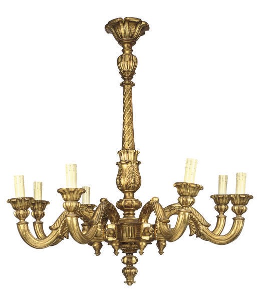 AN ITALIAN GILTWOOD EIGHT-LIGHT CHANDELIER