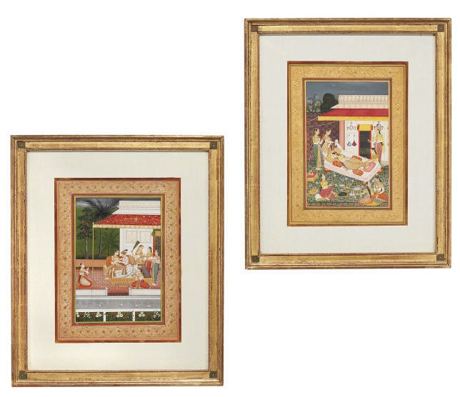 A PAIR OF MUGHAL-STYLE MINIATURE PAINTINGS