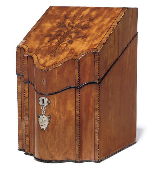 A GEORGE III SATINWOOD KNIFE BOX