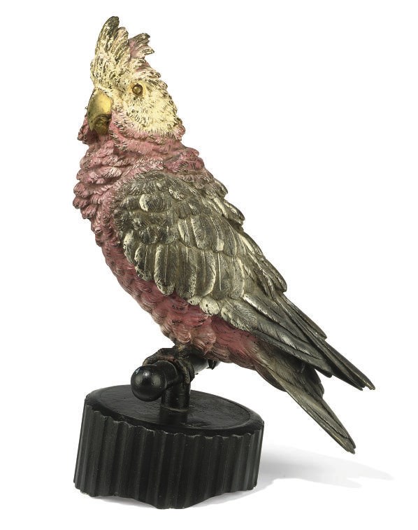 AN AUSTRIAN COLD-PAINTED BRONZE MODEL OF A COCKATOO