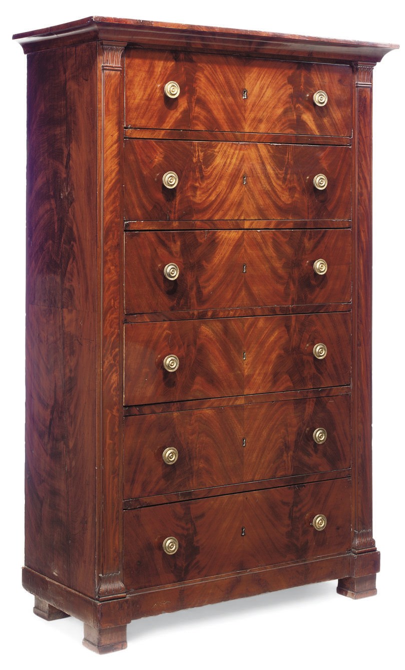 A LOUIS PHILIPPE MAHOGANY TALL CHEST