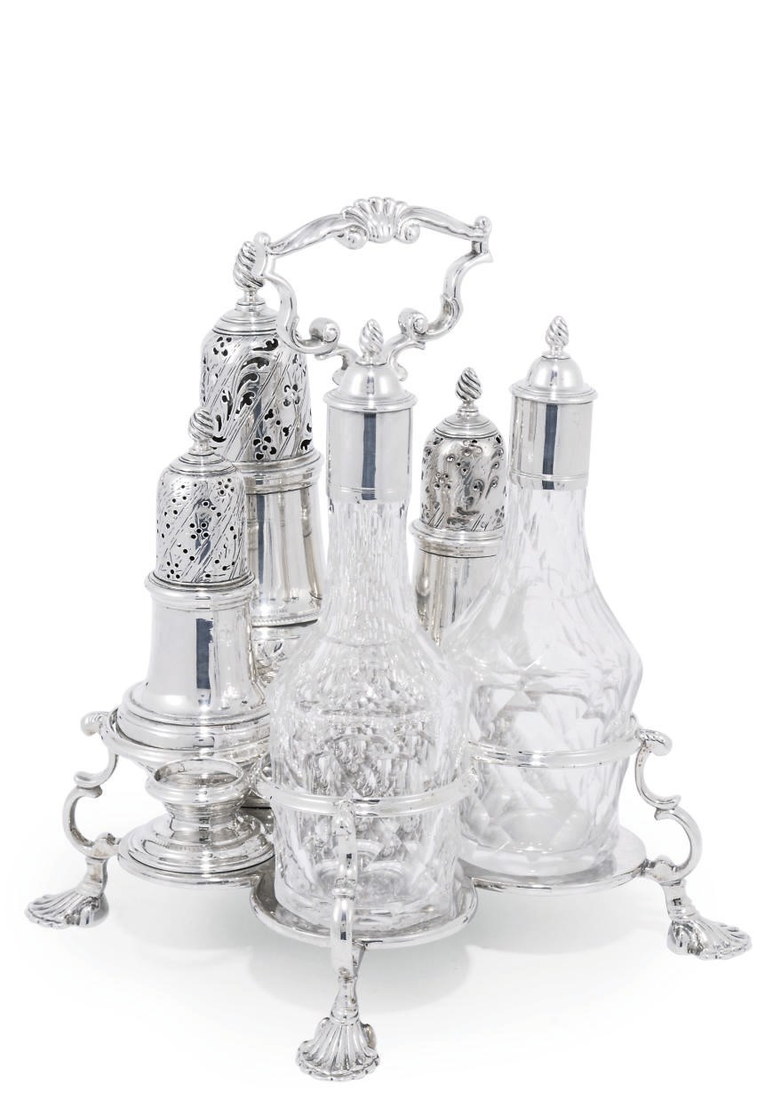 A GEORGE III SILVER WARWICK CRUET