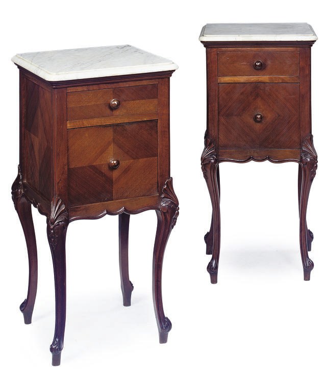 A PAIR OF FRENCH WALNUT POT CUPBOARDS