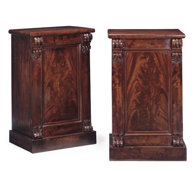 A PAIR OF MAHOGANY BEDSIDE CABINETS