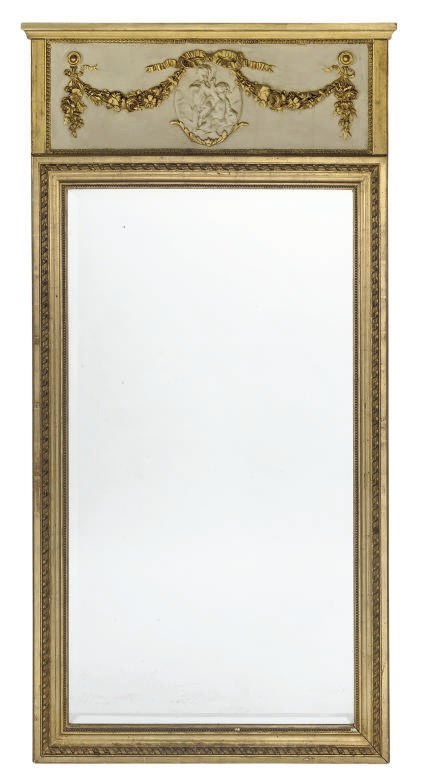 A FRENCH PARCEL GILT AND CREAM PAINTED PIER MIRROR