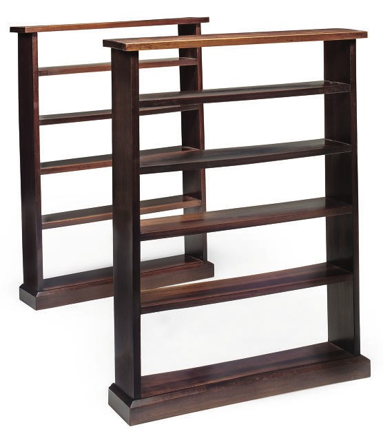 A PAIR OF HARDWOOD OPEN BOOKSHELVES