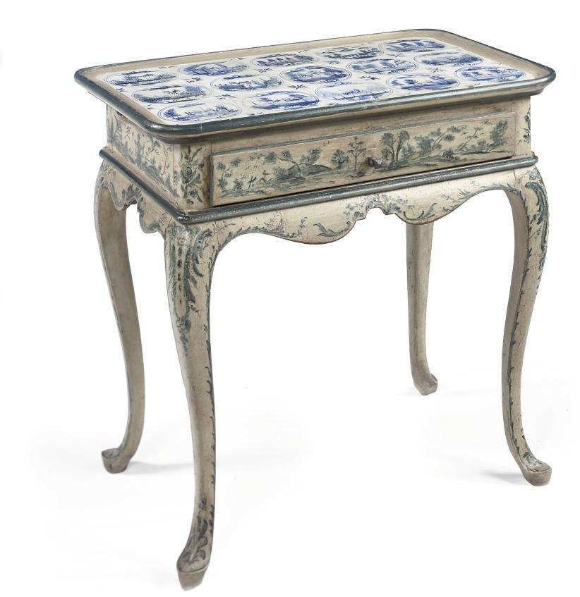 A DANISH WHITE AND BLUE-PAINTED OCCASIONAL TABLE
