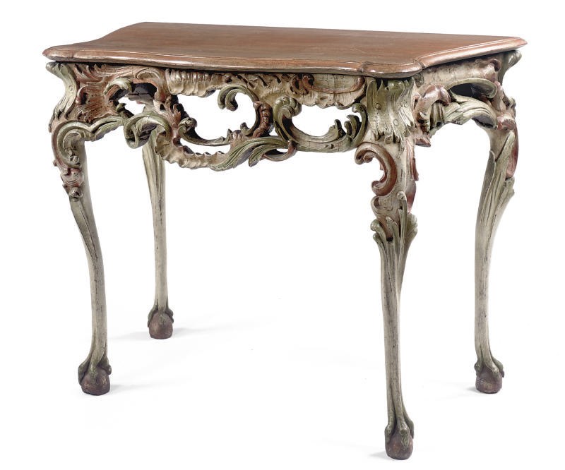 A DANISH POLYCHROME DECORATED CONSOLE TABLE