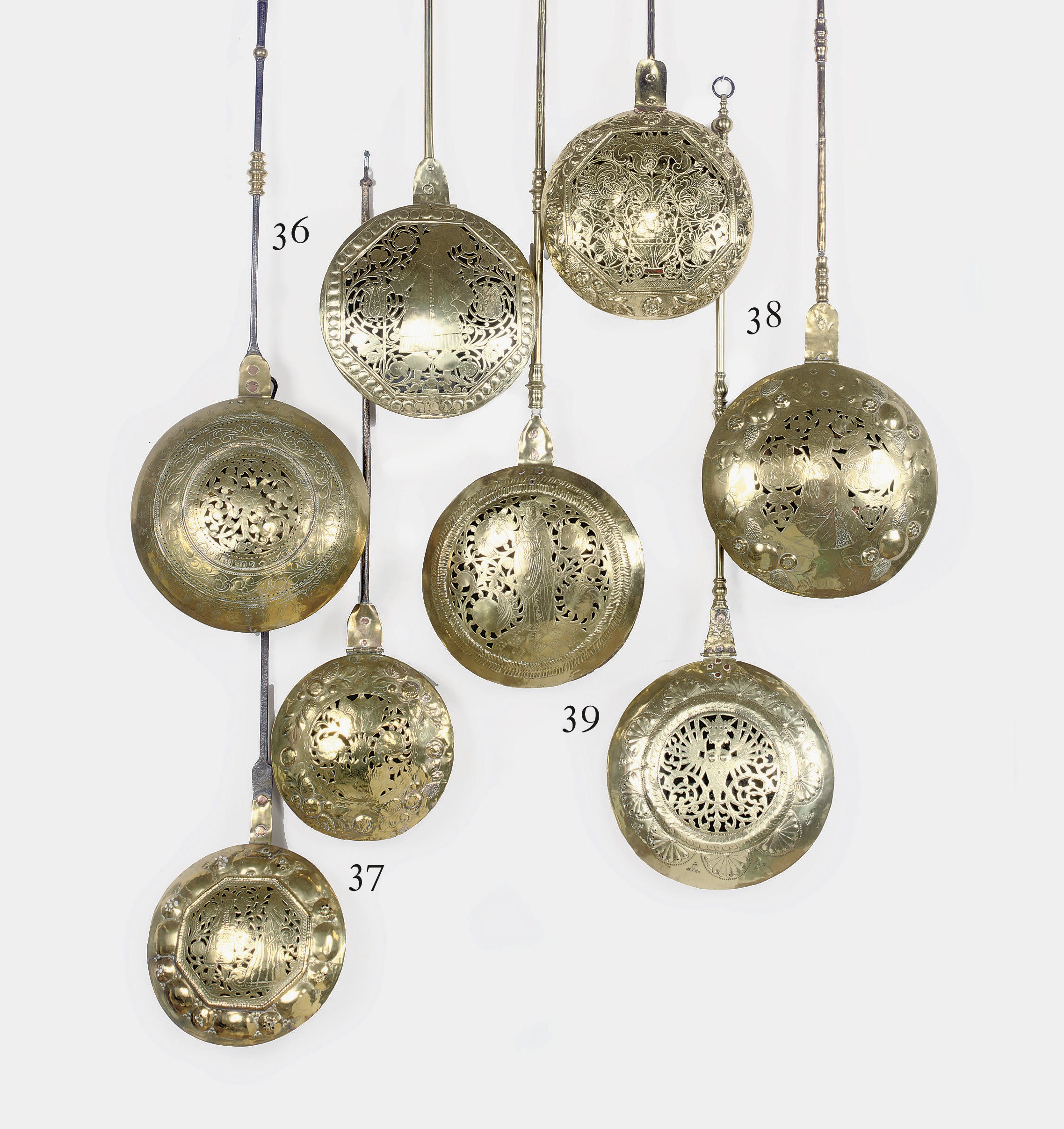 TWO VARIOUS NORTH EUROPEAN BRASS AND WROUGHT IRON WARMING-PANS