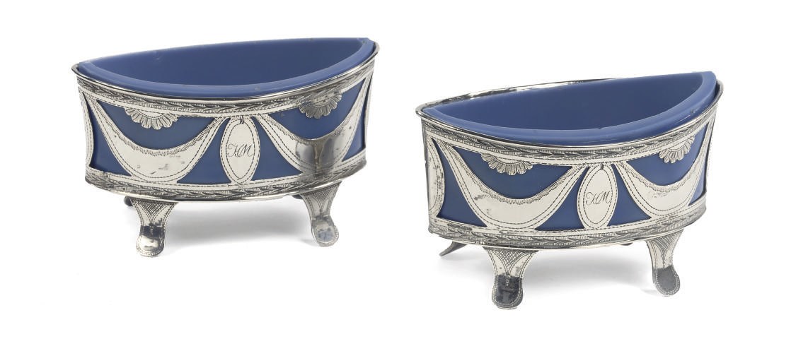 A pair of Danish silver salt-cellars