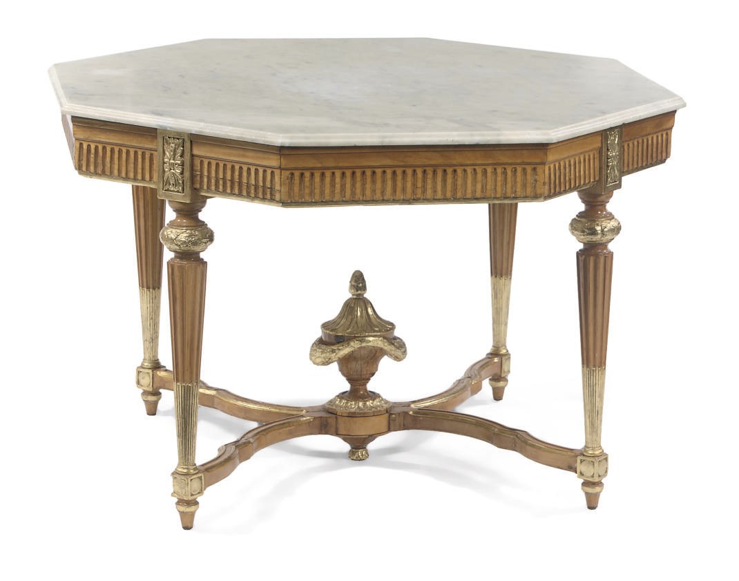 A DANISH PARCEL-GILT AND ALDER CENTRE TABLE