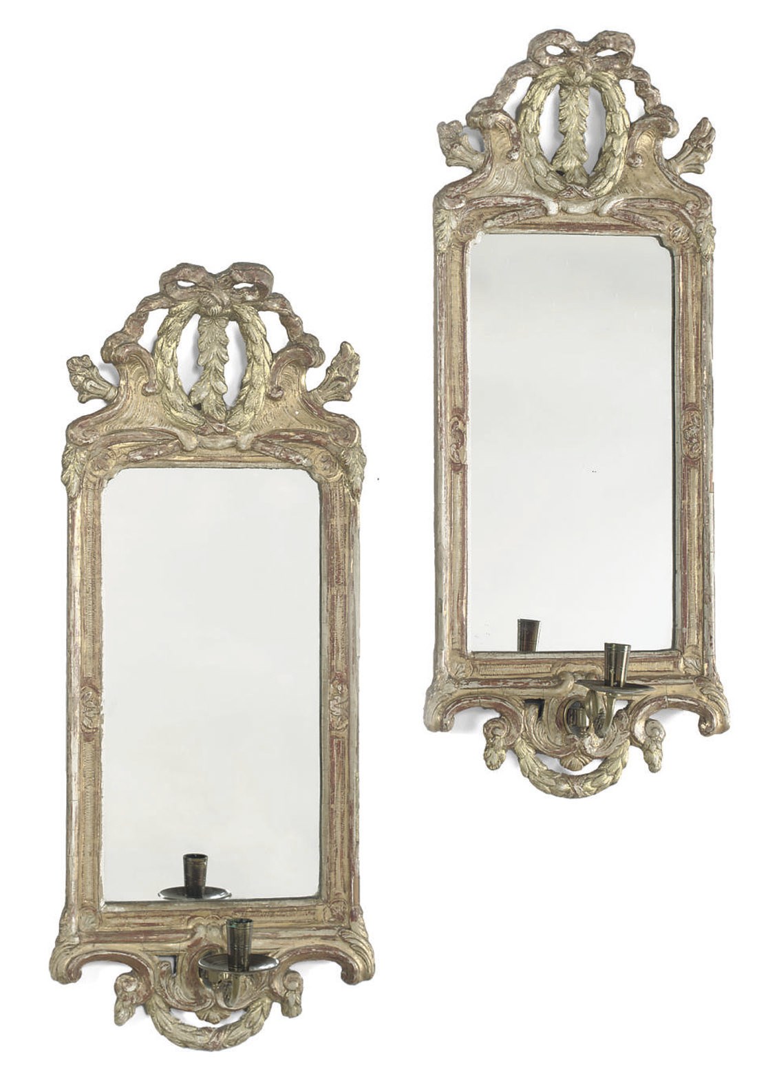 A PAIR OF SWEDISH GILTWOOD GIRANDOLES