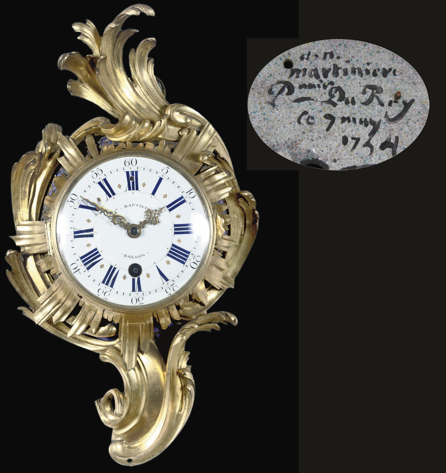 A LOUIS XV ORMOLU CARTEL D'ALCOVE TIMEPIECE WITH PULL QUARTER REPEAT