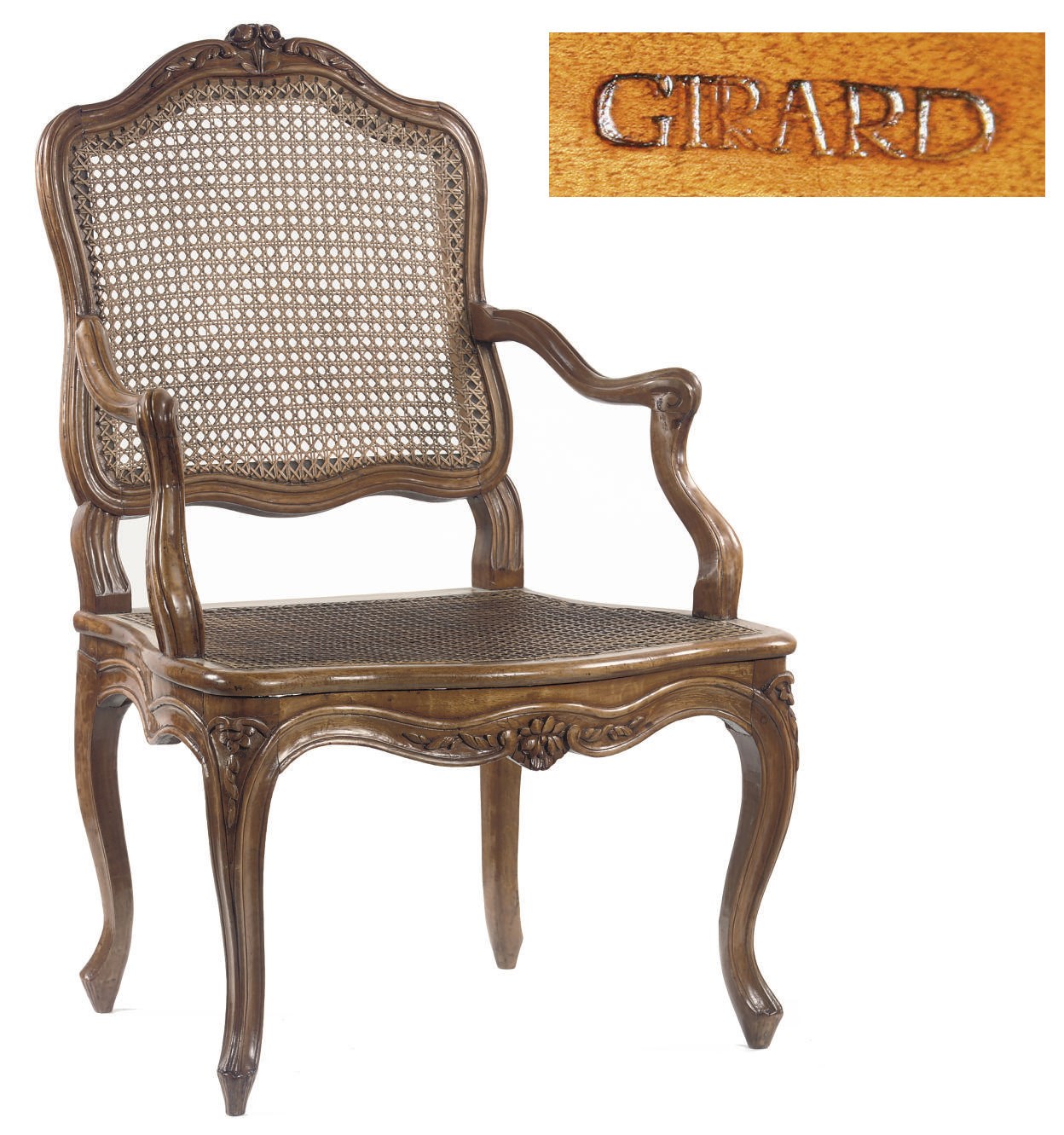 A LOUIS XV WALNUT FAUTEUIL